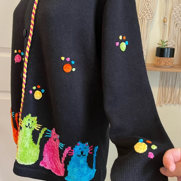 NWT QVC New/Old stock Cat Button Down Sweater Womens Cardigan Size Small - Picture 3 of 9